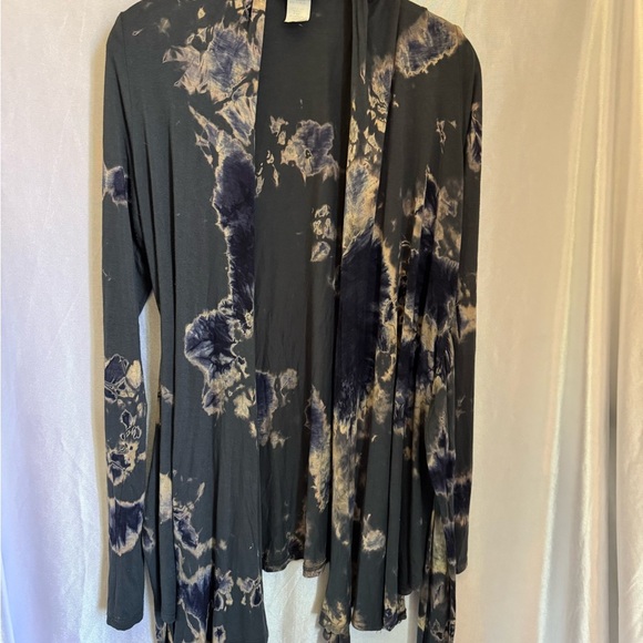 Daytrip Gray and Blue Tie-Dye Women's Kimono - Picture 3 of 5